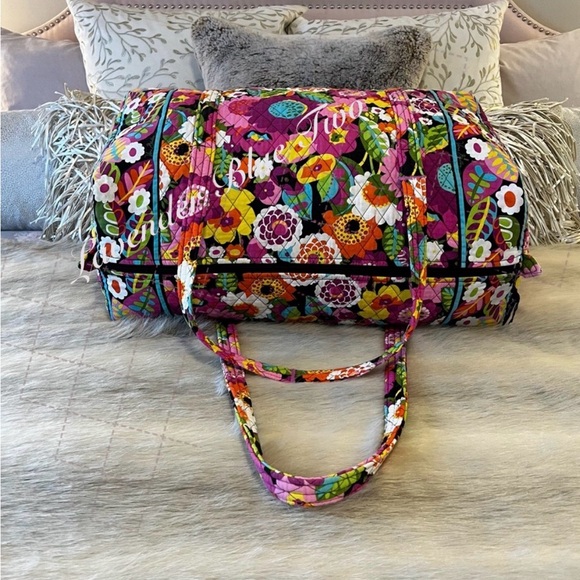VERA BRADLEY Va Va Bloom Large Duffle Bag Zipper USA Pink Green Y2K Yellow - Picture 8 of 12